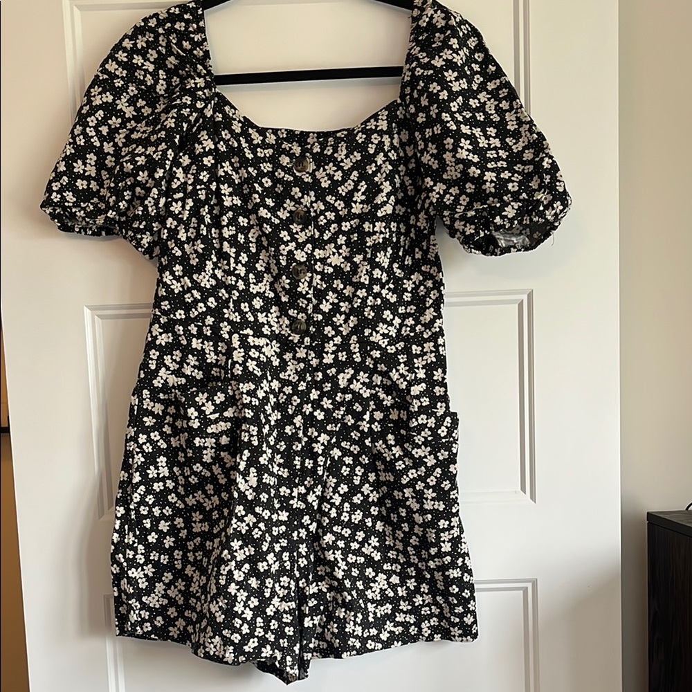 H&M Floral Black and White Romper